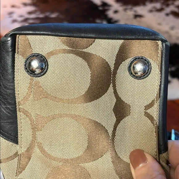 Coach Signature Canvas Shoulder Bag - Black and Tan - Picture 3 of 8